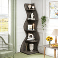 Fnova 70-Inch 5-Tier Corner Shelving Unit, Modern Tall Storage Shelf Bookcase Plant Stand Organizer Unit for Home Office Living Room Bedroom, Gray,WM010530_G_Shelf