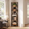 Fnova 70.9-Inch 6-Tier Corner Storage Shelf Unit, Tall Space-Saving Display Rack for Living Room Bedroom Home Office,WM010558_BNB_US