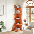 Fnova 70" 5-Tier Corner Shelving Unit, Modern Tall Storage Shelf Bookcase Plant Stand Organizer Unit for Home Office Living Room Bedroom, Orange,Orange