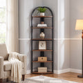 Fnova 6-Tier Arched Corner Shelf Stand, 71.65-Inch Tall Freestanding Corner Bookshelf, Storage Rack for Living Room Kitchen Bedroom Office,WM010573_BNB_US