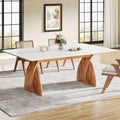 Fnova 70.87" Dining Table for 6-8 People, Farmhouse Rectangular Long Kitchen Table with Heavy Duty Legs, Modern Style, Easy to Assemble,0