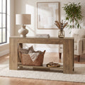 Fnova 70.87 Inch Console Table, 2-Tier Farmhouse Sofa Table with Storage Shelves, Narrow Behind Couch Accent Table for Living Room, Entryway, Hallway,WM010990_BN_US