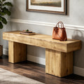 Fnova 47 Inch Solid Fir Wood Farmhouse Bench, Heavy Duty Bench with Artistic Asymmetrical Legs for Entryway Bedroom Living Room Dining Room Porch,WM011223_LBN_US