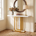 Fnova 41.3-Inch Modern LED Console Table, Gold & White Faux Marble Entryway Table, Slim Accent Table for Living Room, Hallway, Foyer,WM010935_WG_US