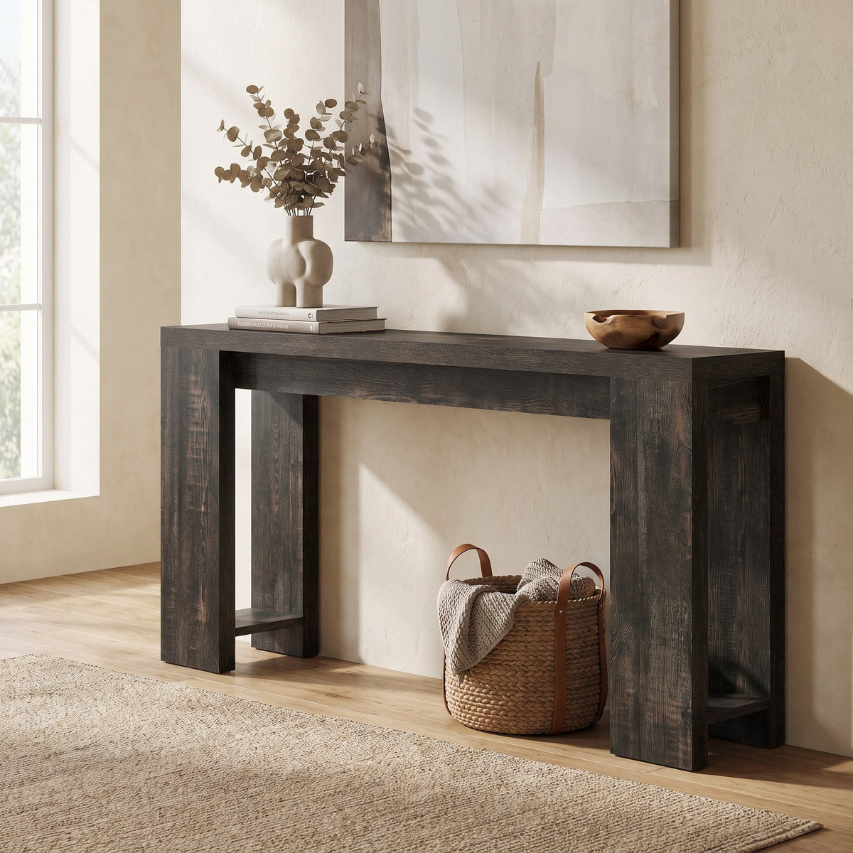 Fnova 70.9-Inch Extra Long Console Table, Wide Sideboard Sofa Table, Farmhouse Entryway Table Behind Couch Accent Table for Living Room Hallway Home Decor Furniture,WM010223C_B_Tables
