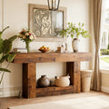 Fnova 63-Inch Farmhouse Console Table, 2-Tier Wood Entryway/Sofa Table with Storage Shelf for Living Room, Hallway, Behind Couch,WM010266_DBN_Tables