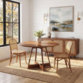 Fnova 39-Inch Round Farmhouse Dining Table for 2-4 People, Wooden Circle Kitchen Table with Heavy Duty Pedestal, Small Bistro Dinner Table for Dining Room, Kitchen, Apartment, Cafe, Restaurant,WM010478_BN_US