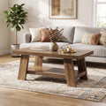 Fnova 47 Inch 2-Tier Farmhouse Coffee Table with Storage Shelf, Rectangle Center Table, Cocktail Tea Table for Living Room, Apartment, Home Office,WM010482_BN_US