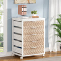 Fnova 5-Drawer Mobile Storage Cabinet with Wheels, Industrial Wooden File Cabinet for Office, Home, Study, Bedroom, Under Desk Organizer,WM011324_Y_Cabinet