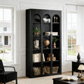Fnova 70.87" 5-Tier Bookshelf, Arched Design Display Bookcase with Open Storage Shelves, Versatile Organizer for Living Room, Bedroom, Home Office, Entryway,Black