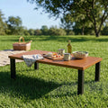 Fnova 47.24 Inch Outdoor Coffee Table, All Weather Waterproof Patio Coffee Table, Rust Resistant Rectangle Patio Table for Patio, Backyard, Porch, Garden, Living Room,WM011509_BNc_US