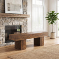 Fnova 55.12 Inch Farmhouse Wooden Bench, Wood Indoor Bench, Multi-Functional Long Seating Bench for Entryway Hallway Bedroom Dining Room,WM011212_BN_US