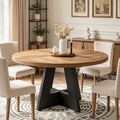 Fnova 47-Inch Coffee Table, Round Dining Table for 4 People, Modern Farmhouse Wooden Kitchen Table, Living Room, Black Brown (Chairs Not Included),WM010201_BBN_US