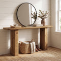 Fnova 63-Inch Solid Wood Farmhouse Console Table, Rustic Entryway Table with Anti-Tip Design, Narrow Long Sofa Table for Living Room, Hallway, Foyer,WM010927_BN_US