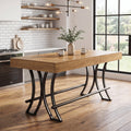 Fnova 63-Inch Bar Height Table, Metal Footrest Ergonomic Home Bar Table for Home Bar, Kitchen, Social Gatherings, Casual Meals & Bar Decor,WM010809_LBNB_US1