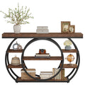 Fnova 47-Inch Industrial Console Table, 5-Tier Entryway Table with Circular Metal Frame, Narrow Sofa Table for Living Room, Hallway, Foyer,WM010914_DBNB_US