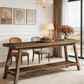 Fnova 71" Farmhouse 2-Tier Console Table, Sofa Table with Lower Shelf, Heavy-Duty Trapezoid Base, for Entryway/Living Room, Easy Assembly,Dark Brown