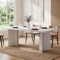 Fnova 63-Inch Rectangular Modern Dining Table, Wooden Modern Kitchen Table for 6 People for Dining Room, White (Chairs Not Included),WM010235C_W_Tables