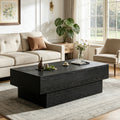 Fnova Modern Black 55 Inch Rectangle Wooden Coffee Table, Large Center Table, Cocktail Tea Table for Living Room, Reception Room, Office, Apartment,WM010479_B_US