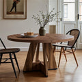 Fnova 47" Round Dining Table for 4 People, Modern Farmhouse Wooden Kitchen Table, Walnut (Chairs Not Included),Walnut