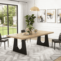 Fnova 70.9" Rectangular Dining Table for 6-8 People, Large Farmhouse Wood Kitchen Table with Heavy Duty Legs, Easy to Assemble,Light Brown