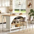 Fnova 55-Inch Farmhouse Kitchen Island with Open Storage Shelves, Large Coffee Bar Table with Adjustable Feet for Kitchen & Dining Room,WM010416_LBNW_US