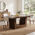 Fnova 63-Inch Dining Table, Wood Grain Dining Table with Storage Shelf for Home Dining, Social Gatherings, Kitchen Use & Home Decor,WM010811_DBN_US1