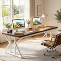 Fnova 78.7-Inch Extra Long Double Computer Desk, 2-Person Executive Home Office Desk, Metal Frame Workstation, for Home Office, Study, Gaming & Co-working,WM010443_BN_US