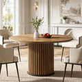 Fnova 47.24" Round Dining Table, Wood Coffee Table for 4 People, Modern Farmhouse Kitchen Table for Dining Room (Chairs Not Included),Light Brown