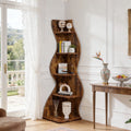 Fnova 70" 5-Tier Corner Shelving Unit, Modern Tall Storage Shelf Bookcase Plant Stand Organizer Unit for Home Office Living Room Bedroom, Brown,Brown