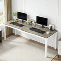 Fnova 78.7-Inch Modern Computer Desk with Wood Desktop, Metal Frame Office Desk, Gray White,WM010401_GW_Desk