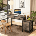 Fnova 39.37-Inch Industrial 5-Drawer Desk, Modern Computer Desk for Living Room/Study/Home Office, Easy Assembly,WM010294_G_Tables