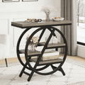 Fnova End Table Modern Wood Narrow Farmhouse Side Tables with Storage Shelf for Living Room, Bedroom, Nightstand,Gray