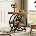 Fnova End Table Modern Wood Narrow Farmhouse Side Tables with Storage Shelf for Living Room, Bedroom, Nightstand,Light Brown
