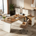 Fnova 78" L-Shaped Executive Desk with Drawers, Large Office Desk with Storage, Modern Business Desk for Home Office and Commercial Use,Matte White
