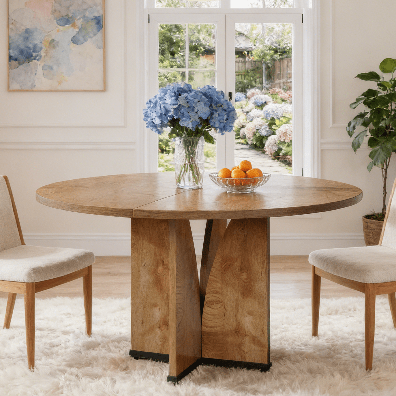 Fnova 39.37-Inch Modern Round Dining Table for 4 with Wood Tabletop, Kitchen Table for Dining Room, Light Brown,WM010211C_LBN_Tables