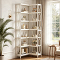 Fnova 7-Tier Industrial Corner Storage Shelf Unit, Space-Saving Bookcase Display for Living Room Bedroom Home Office,WM010549_W_US