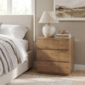 Fnova 25.59-Inch Nightstand with 3 Drawers, Farmhouse Asymmetrical End Table Storage Organizer Cabinet with Concealed Handles, Bedroom Furniture for Bedroom Living Room,WM010618_BN_US