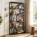 Fnova 70.8-Inch Industrial Storage Shelf Unit, Geometric 5-Tier Open Bookcase Display Shelving for Living Room Bedroom Home Office Entryway,WM010548_BNB_US