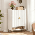 Fnova 7-Tier Modern Cabinet, Side Cabinet with Adjustable Shelves, Shoe Storage with Metal Accents, 24 Pairs Capacity for Entryway, Hallway, Living Room, Bathroom,WM011313_W_Cabinet