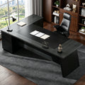 Fnova 78" L-Shaped Executive Desk with Drawers, Large Office Desk with Storage, Modern Business Desk for Home Office and Commercial Use,Charcoal Black