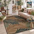 Fnova Tropical Palm Leaf Area Rug, 5'x7' Machine Washable Non Slip Indoor Outdoor Rug for Living Room Bedroom Kitchen Patio, Kid and Pet Friendly Low Pile Carpet,Tropical Palm Leaf,5'x7'