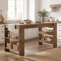 Fnova 63 Inch Kitchen Island Bar Table with Side Storage, 300 lbs Capacity for Kitchen Dining Room Home Bar Breakfast Nook,WM010945_BN_US