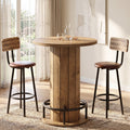 Fnova 39.4-Inch Round Dining Table, Small Circle Kitchen Table with Wood Strip Base and Metal Footrest for Dining Room, Kitchen, Bar, Easy to Assemble,WM010252_LBN_Tables