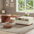 Fnova Extendable Coffee Table with 2 Drawers & Storage Shelves, Reversible Multi-Functional Center Table for Living Room, Home Office Furniture, White & Walnut,WM010480_BNW_US