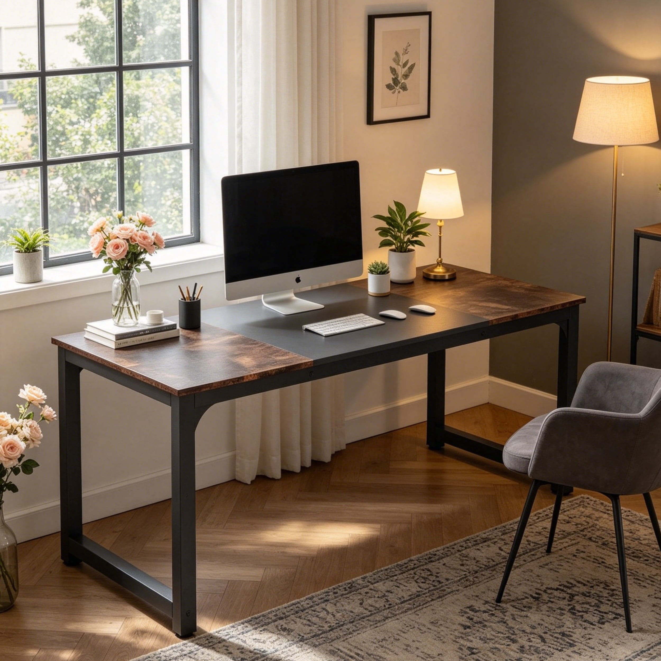Fnova 70.87-Inch Extra Large Executive Desk, Home Office Computer Workstation with Thickened Metal Frame, Multipurpose for Conference, Dining, Home Office & Business Use,WM010460_BNB8_US