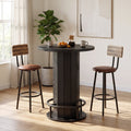 Fnova 39.4-Inch Round Dining Table, Small Circle Kitchen Table with Wood Strip Base and Metal Footrest for Dining Room, Kitchen, Bar, Easy to Assemble,WM010252_B_Tables