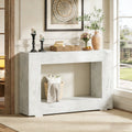 Fnova Farmhouse Console Table for Entryway, 47.2" Long Narrow Wood Entryway Table, Easy Assembly, White,White