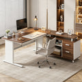 Fnova 63-Inch L-Shaped Executive Desk with Storage Cabinet and Drawers, Large Office Desk with File Drawer, Industrial Computer Desk Workstation for Home Office,WM010425_BNW_US