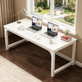 Fnova 70.87'' Extra Large Executive Desk, Home Office Computer Workstation with Thickened Metal Frame, Multipurpose for Conference, Dining, Home Office & Business Use,White,70" wide